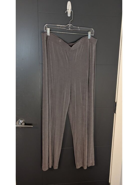 Chico's Pants - Chicos Travelers Gray Pull-On Wide-Leg Pants Size 3 Tall